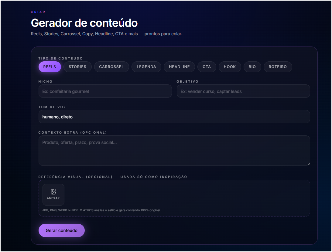Criador de Conteúdo